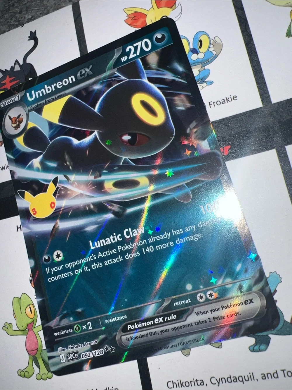 Pokemon Umbreon ex Holo Black and Yellow Foil Collectible Card